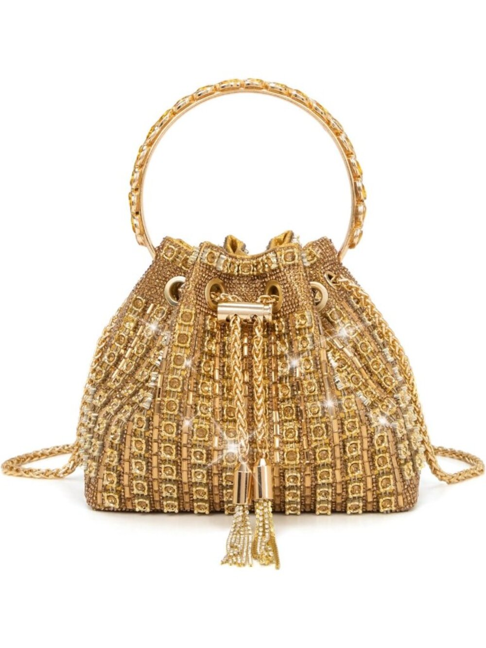 Glam Sparkly Rhinestone Clutch Purse, Diamond Evening Bag with Chain Strap